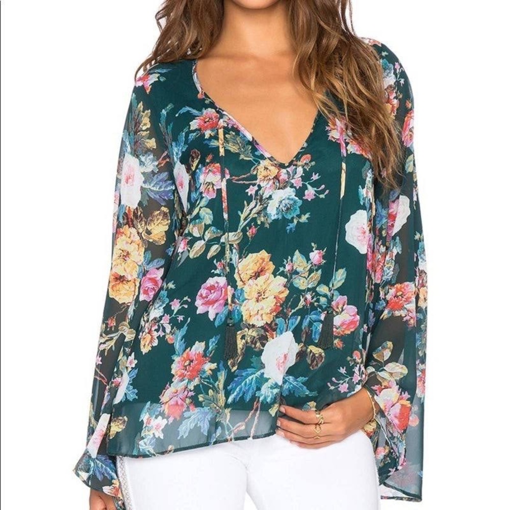 Mumu Bardot green floral NWT medium blouse